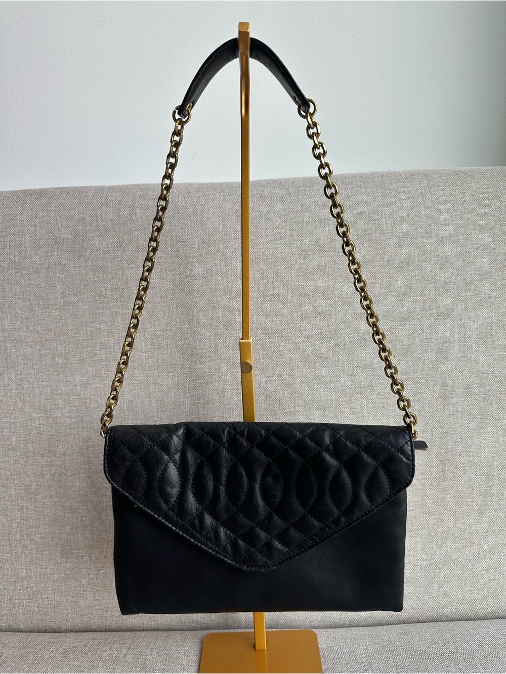 J.Crew Black Quilted Leather Shoulder Bag